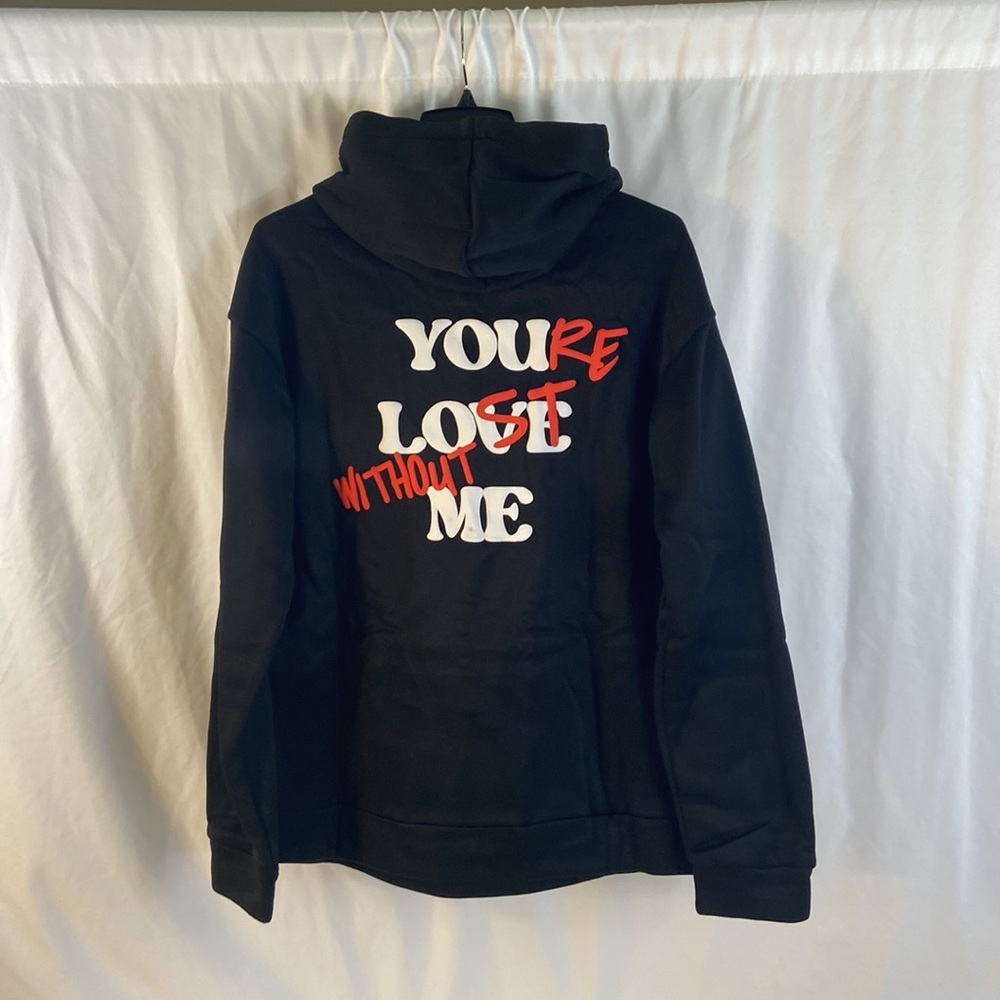 NEW YOU LOVE ME Graphic Hoodie in Black Size L NWOT